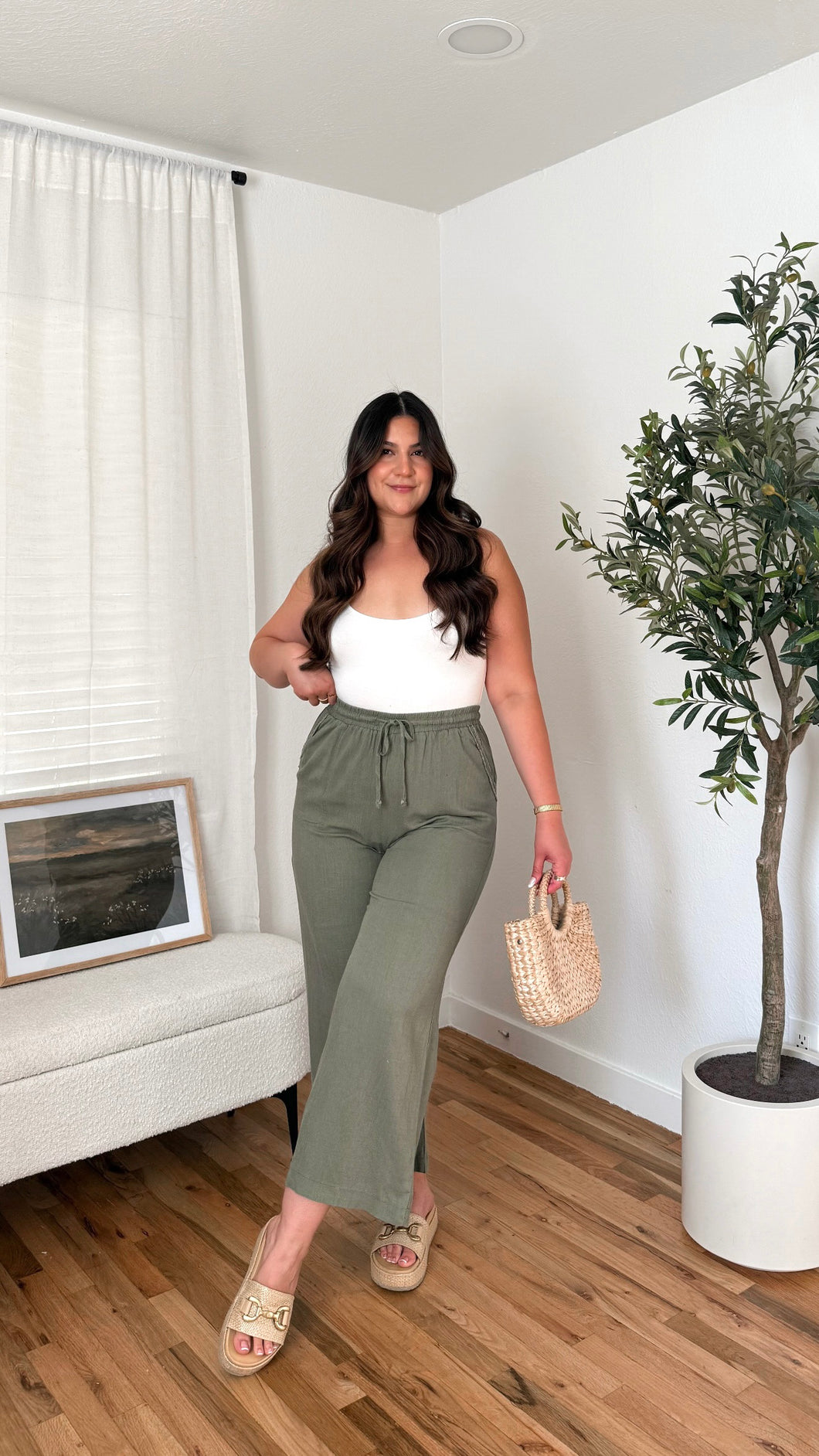 Juno Linen Pants Olive