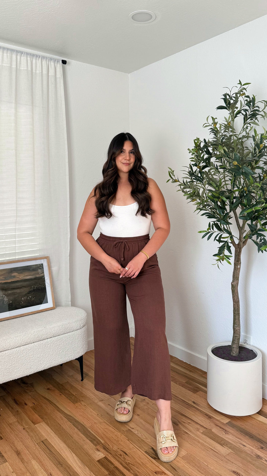 Juno Linen Pants Brown