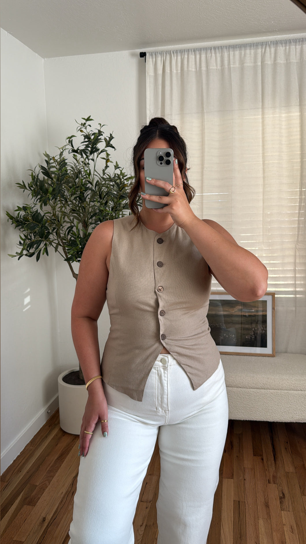 Mocha Linen Vest