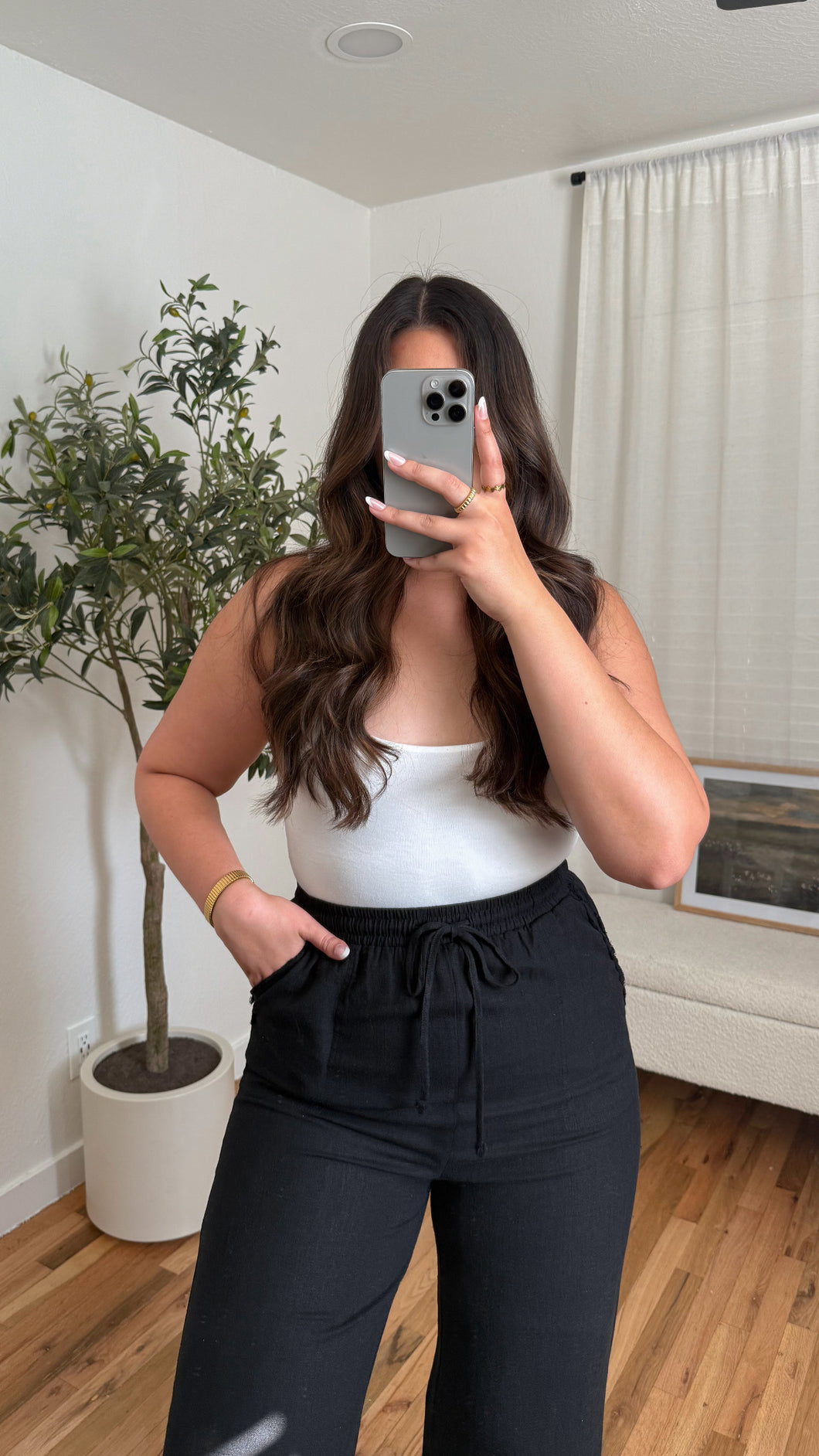 Juno Linen Pants Black