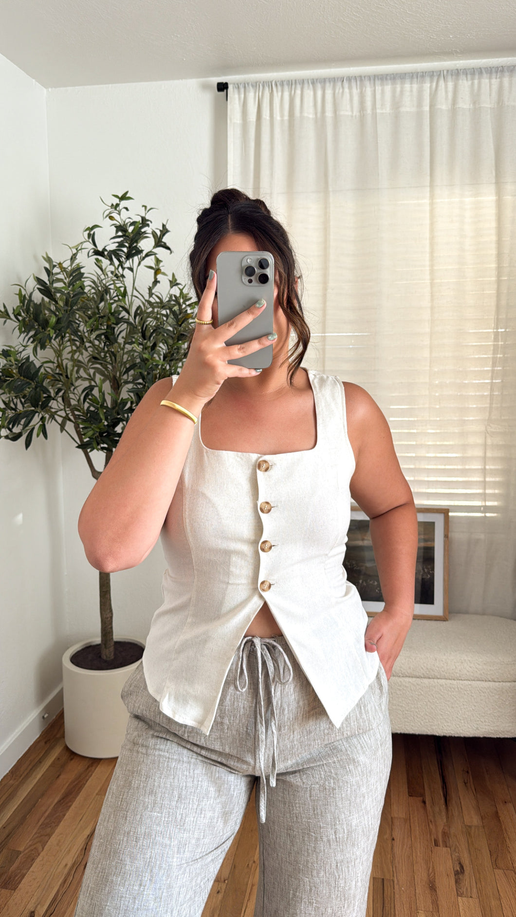Natural Linen Vest