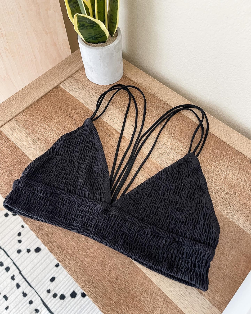Smocked Bralette Black